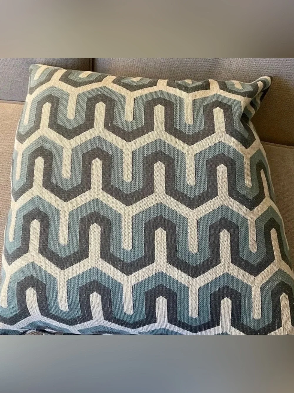 Decorative Geometric and Solid Throw Pillows in Blue and Gray—Down Throw Pillows